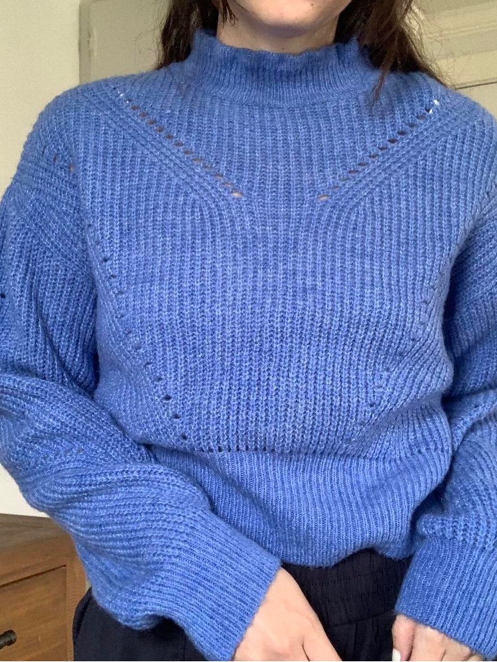 Urban Outfitters Periwinkle Crop Ribbed Mock-Turtleneck Sweater L